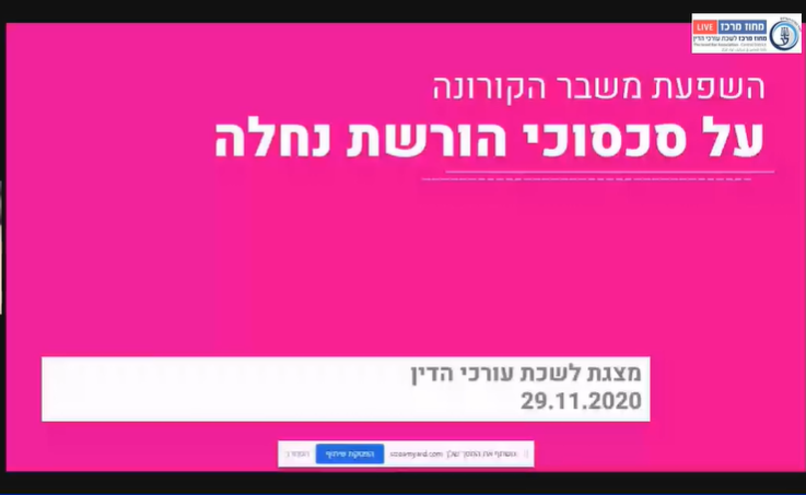 השפעת משבר הקורונה על סכסוכי הורשה בנחלות ומושבים
